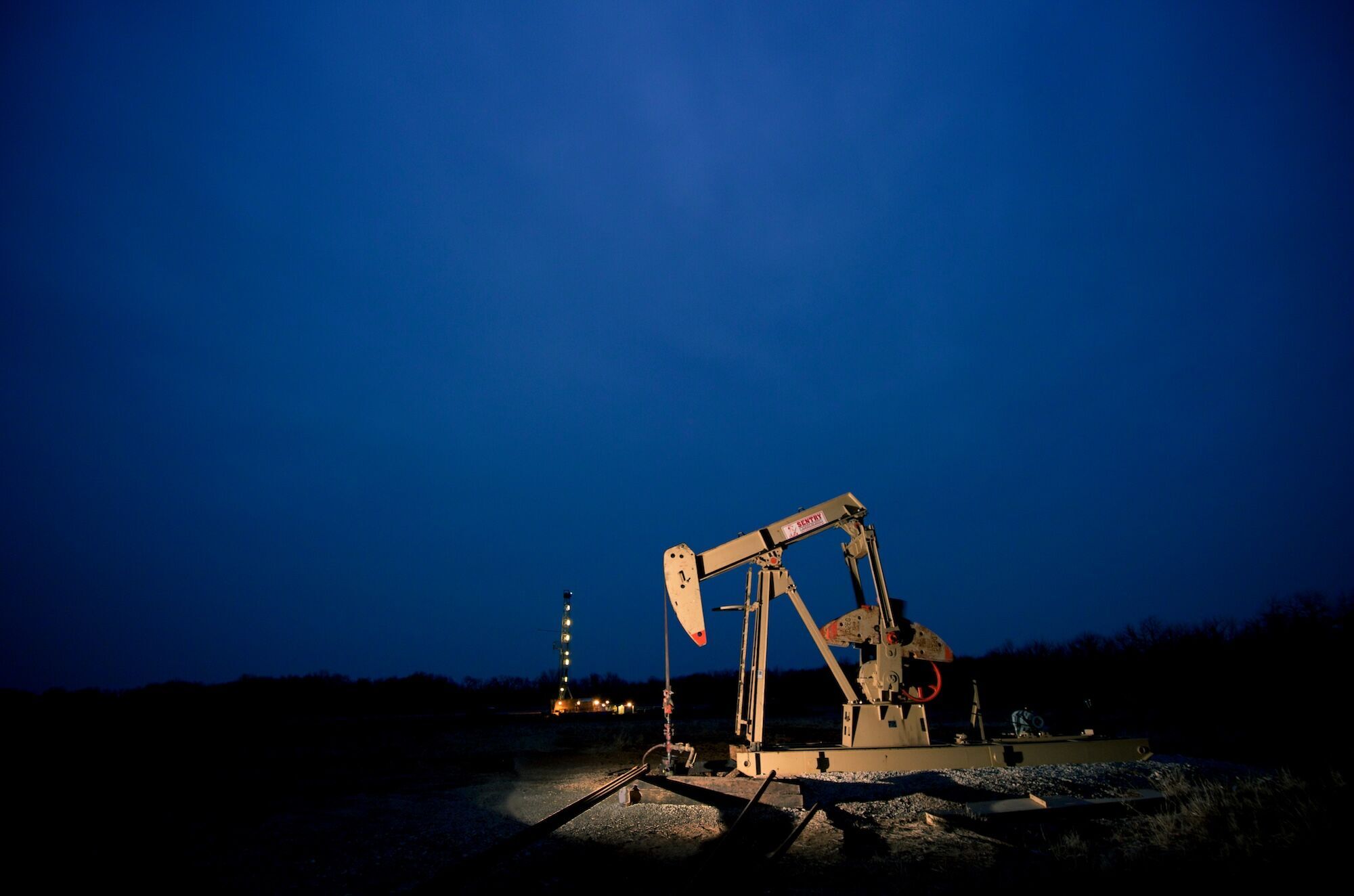 Oil drill at night.