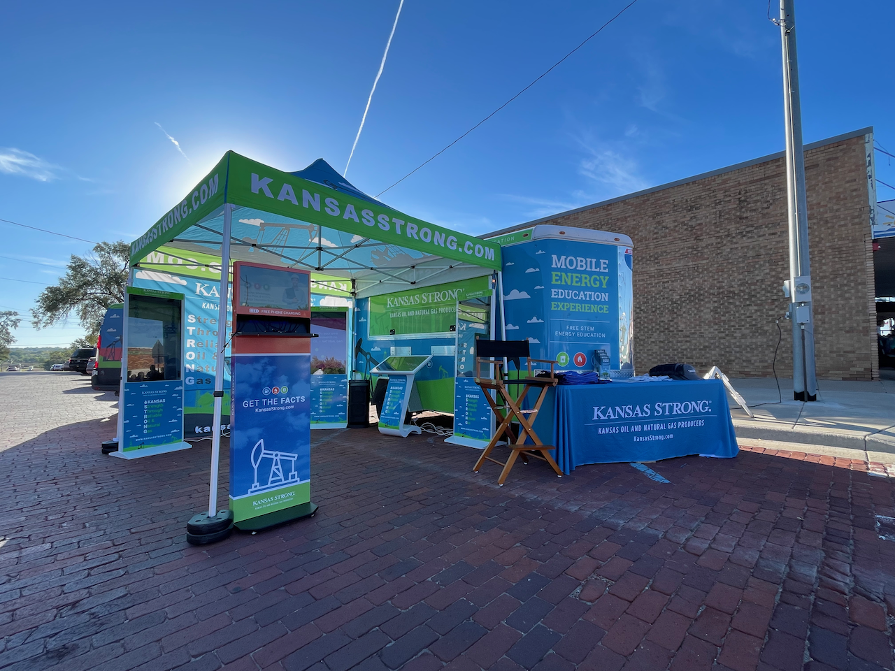 A tent with Kansas Strong's educational material.